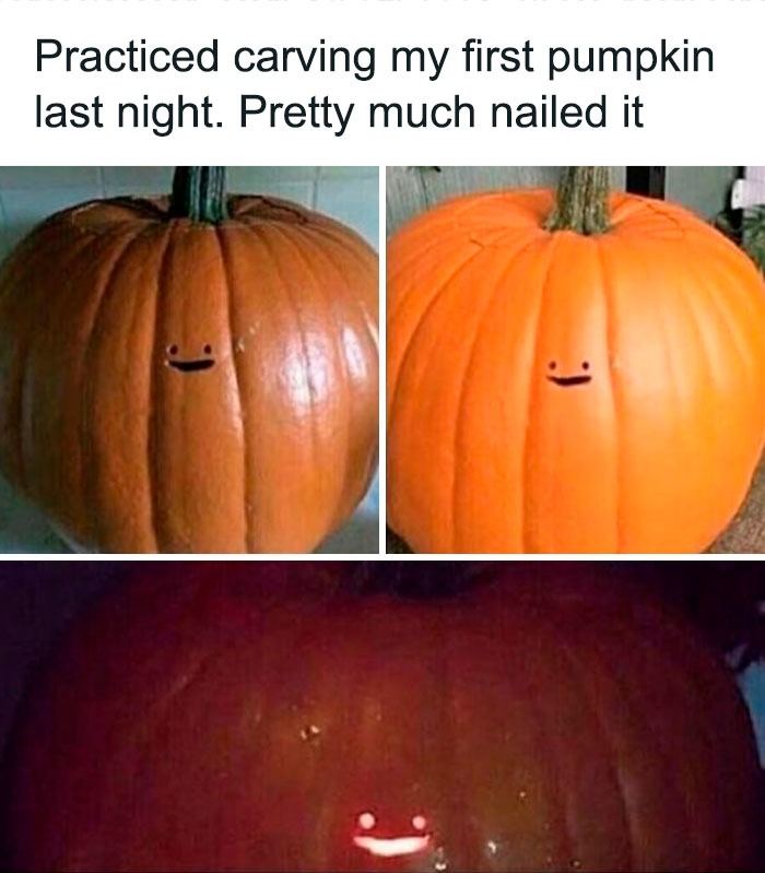 Pumpkin carving for Halloween - meme