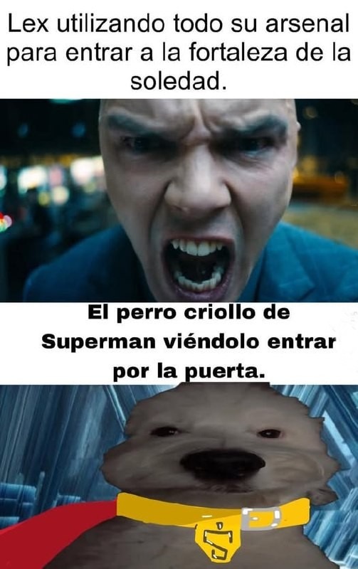 Lex usando láseres y el perrito abre la puerta como si nada - meme
