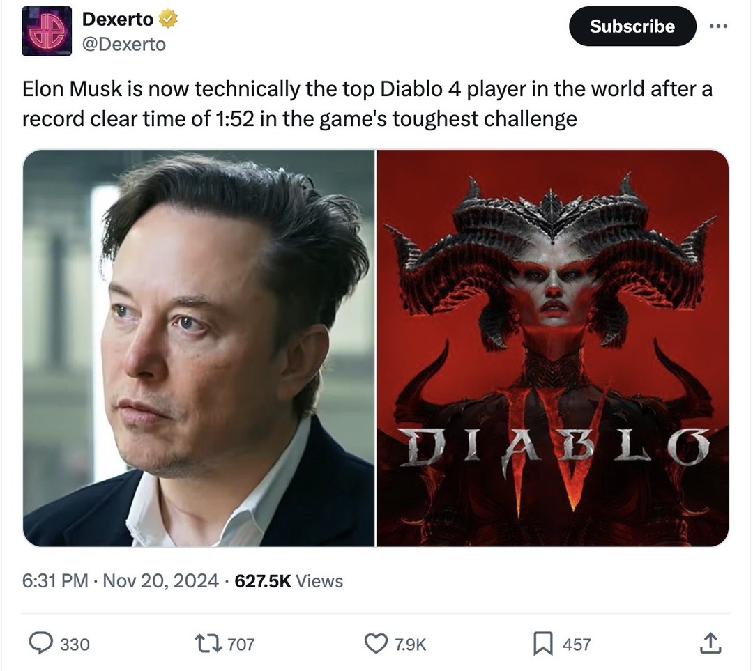 Elon Musk news: He is now the top Diablo 4 - Mème par tivoxx :) Memedroid