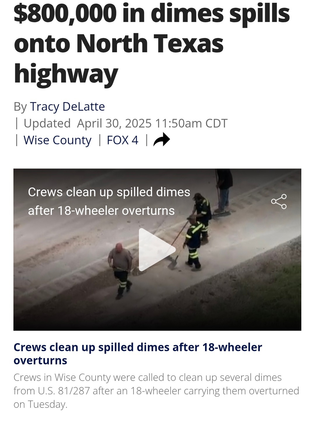 $800,000 in dimes turned a Texas highway into a treasure hunt - meme
