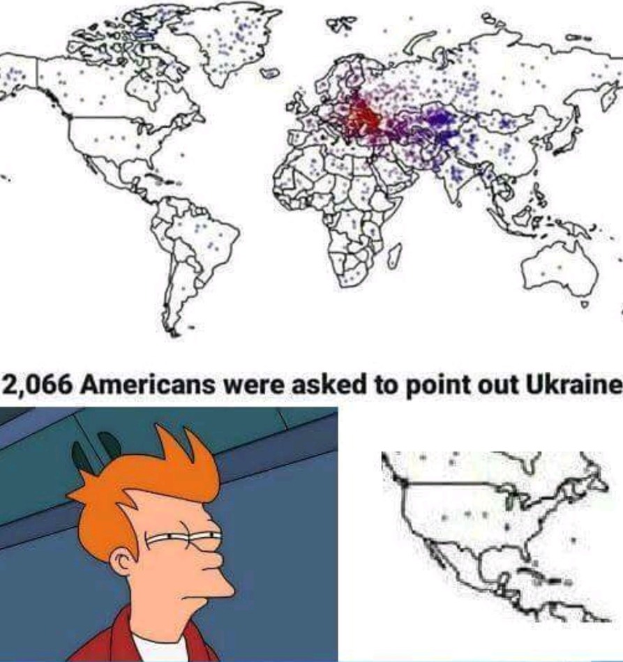 2066 americanos colocaram onde acham q fica a Ucrânia - meme