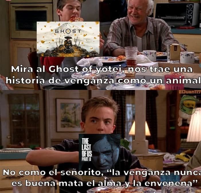 Ghost of Tsushima enseñando venganza y el juanin diciendo que no es buena - meme