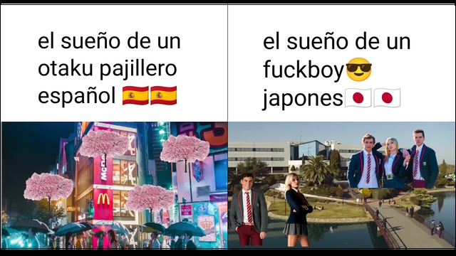 Otakus españoles y fanboy de España japoneses - meme