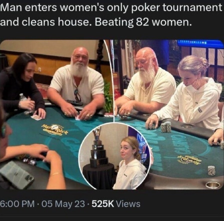 Dude entered women's poker tourney and went full final boss - meme