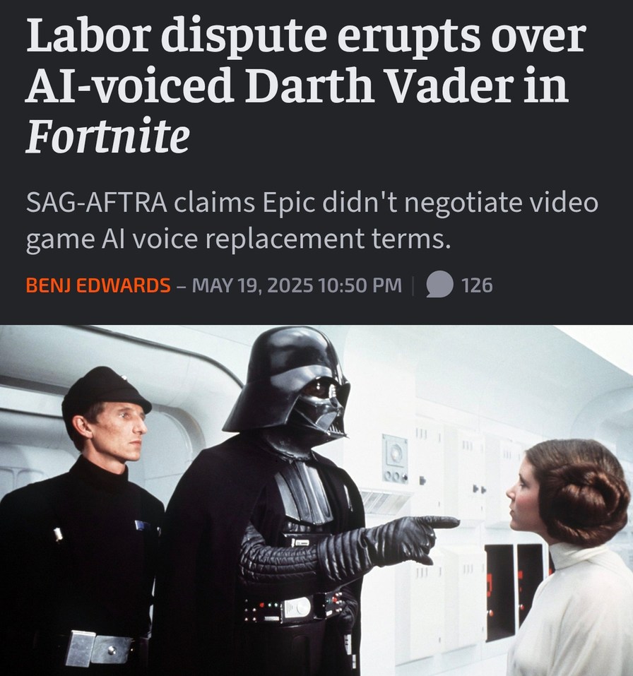 AI Darth Vader in Fortnite sparks actor union beef - meme