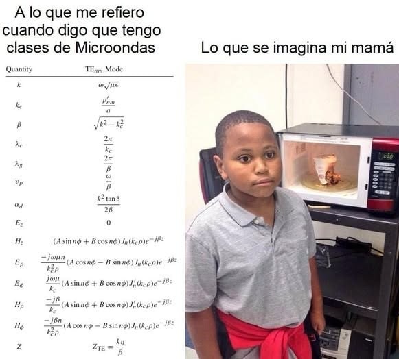 Tengo clases de microondas, literal y figuradamente - meme