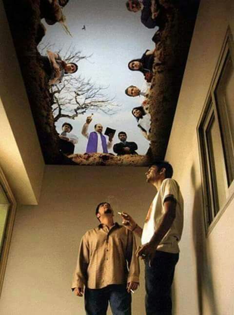 Pintura do teto na área de fumantes - meme