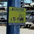 Warning pedestrians will be impaired by a forklift