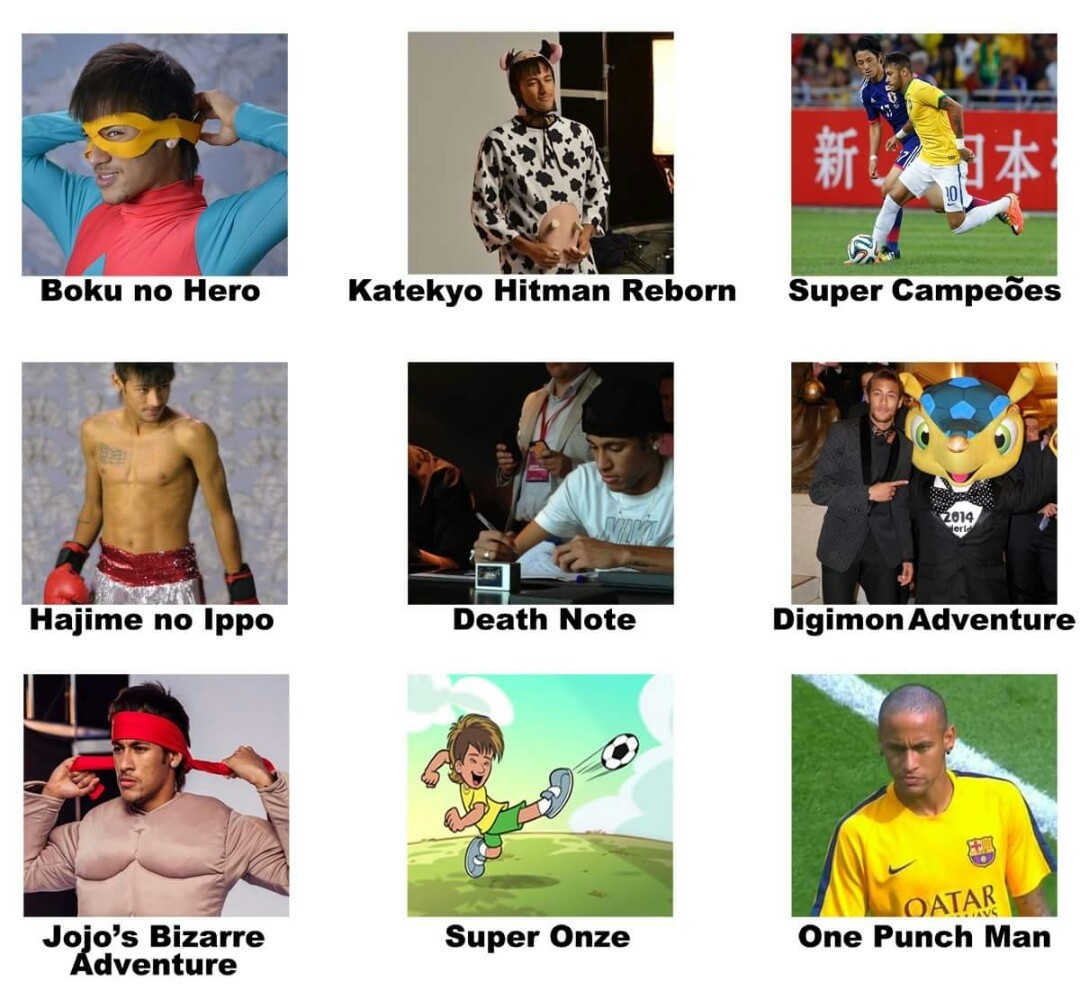 Neymar estrelou em muitos animes - meme