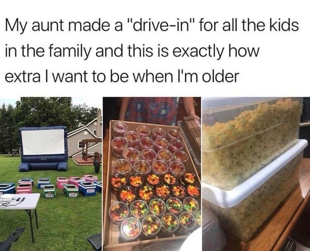 My aunt turned the driveway into a movie theater and I’m inspired - meme