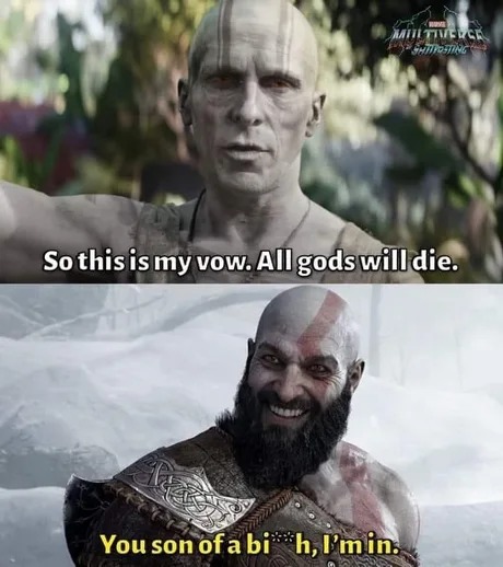 Gorr and Kratos - meme