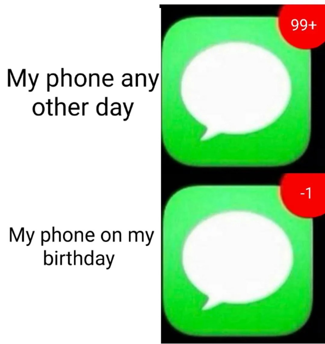 My phone on my birthday - meme
