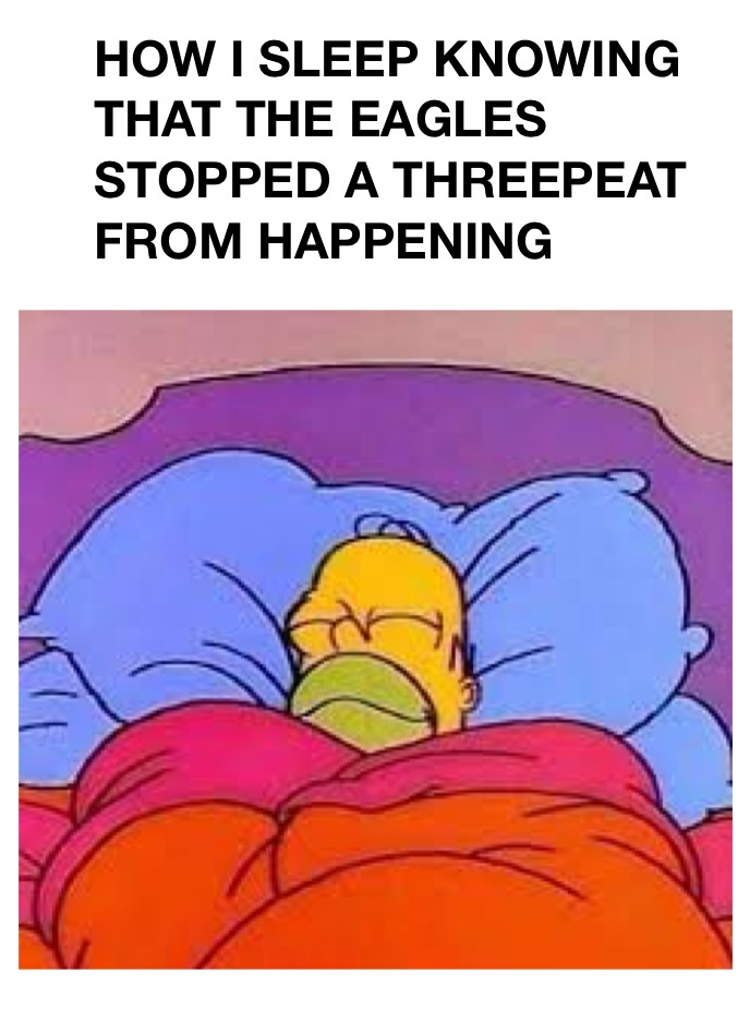 The only team that can get a threepeat is the eagles - meme