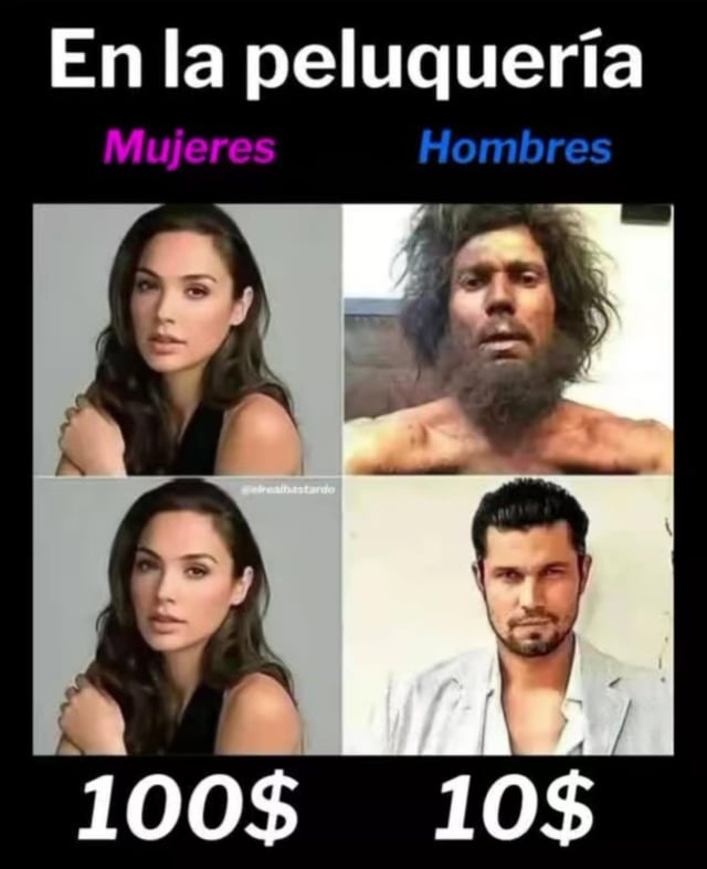 cuando el peluquero te cobra según el género y no el desastre - meme