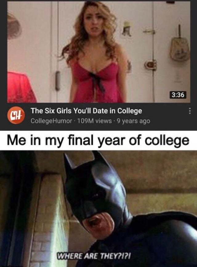 The six girls you'll date in college - meme