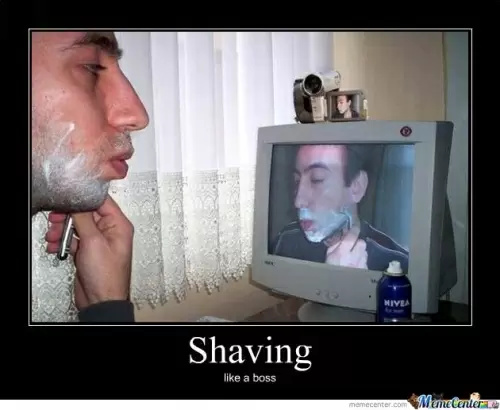 Shaving like a boss - meme
