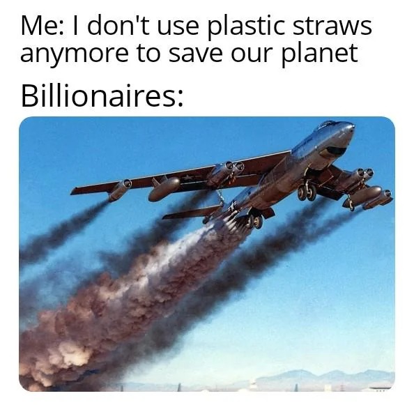 Plastic straws vs Billionaires - meme
