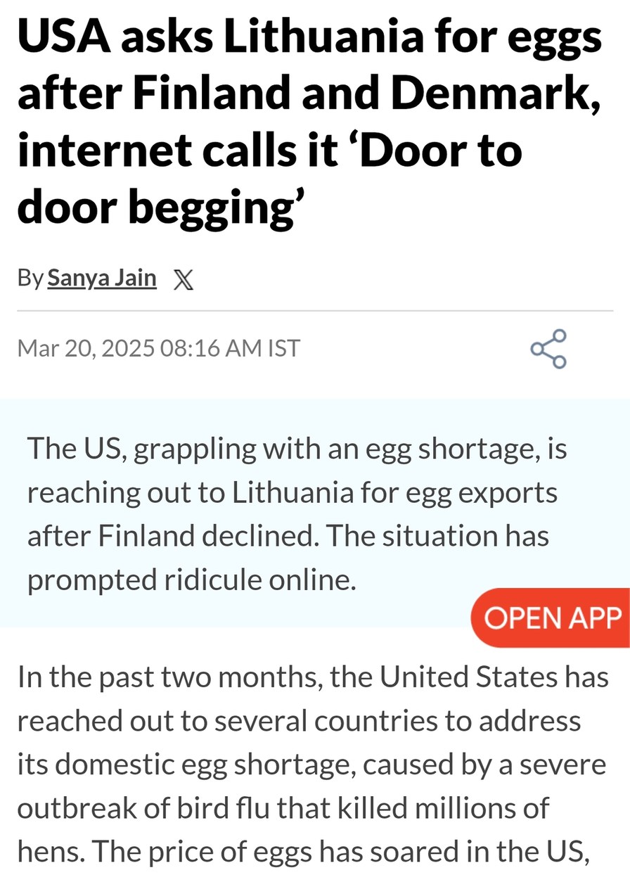 US running out of eggs and begging Europe for help lmao - meme