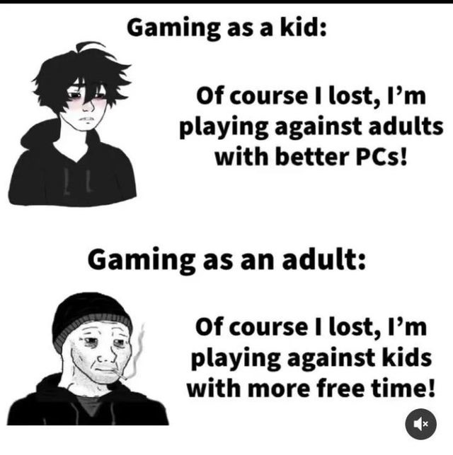 Gaming as an adult - meme