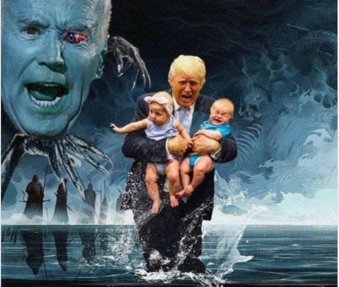 True American president saves kids from demons - meme