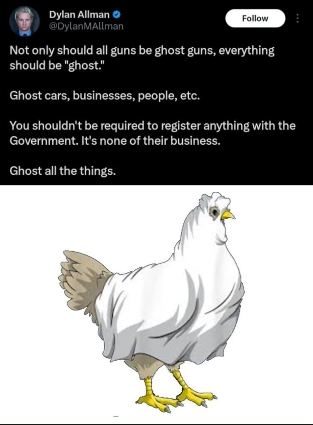 I own four ghost chickens - meme