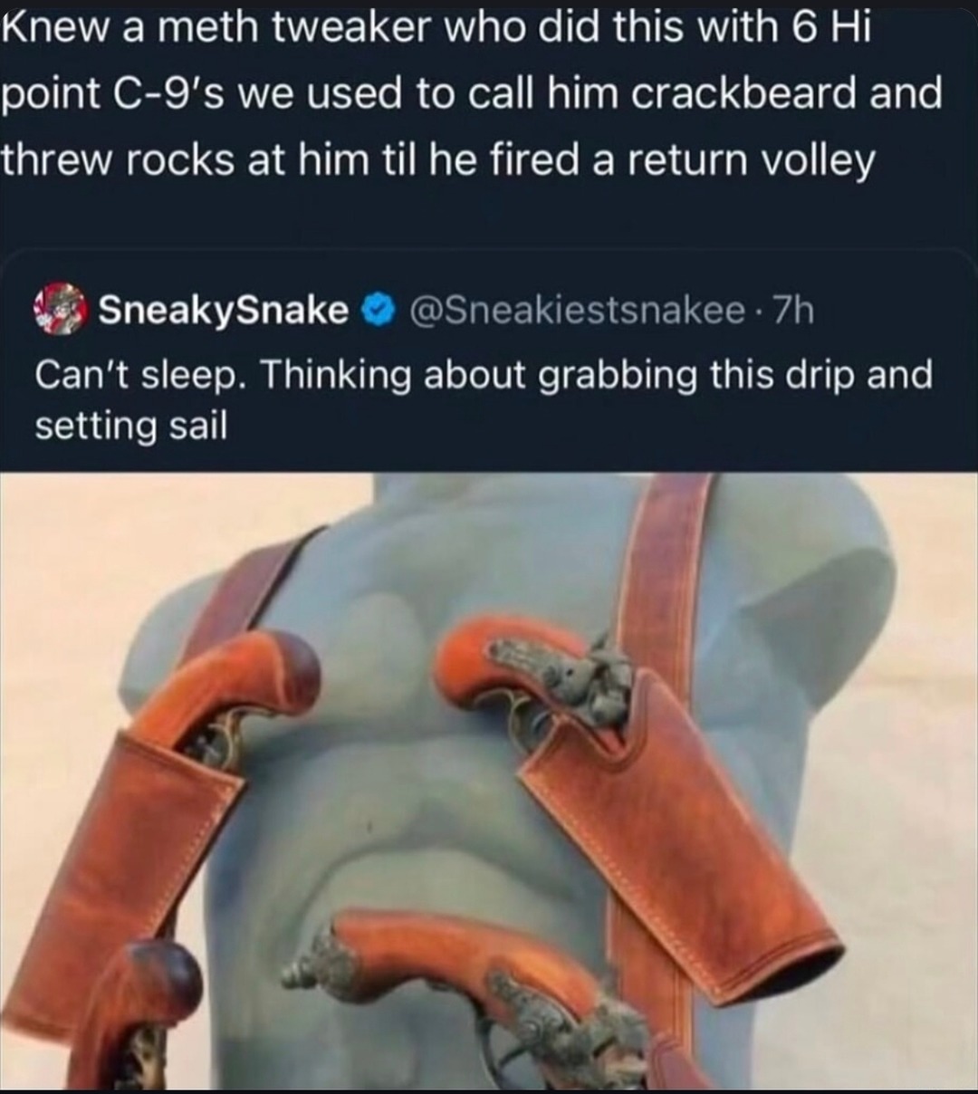 Crackbeard out here dual wielding Hi Points - meme
