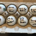 These customized Titleist golf balls are going back over my fence to delight pede golfers and annoy liberals. FJB, LGB.