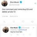 Elon Musk buys EU to delete article 13