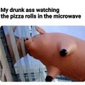 Watching the pizza rolls