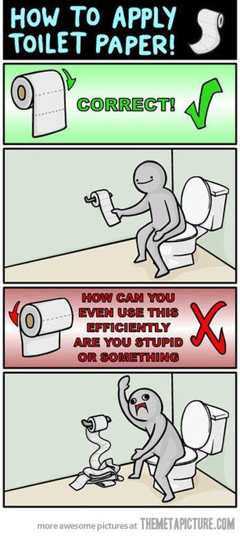 Which way do you put the roll on? - meme