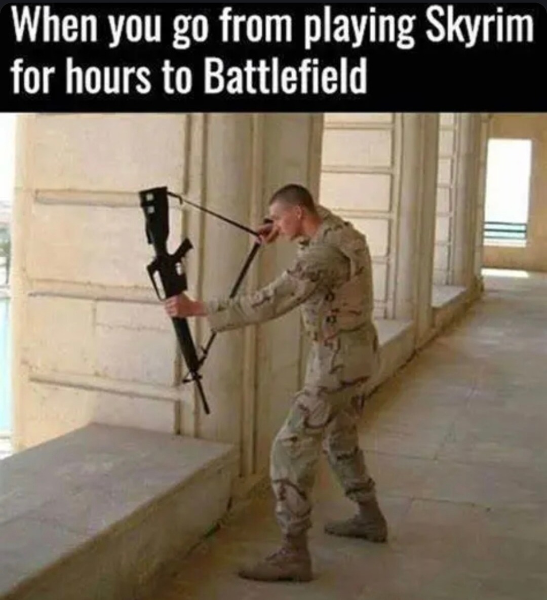 When you jump from Skyrim immersion to Battlefield chaos - meme