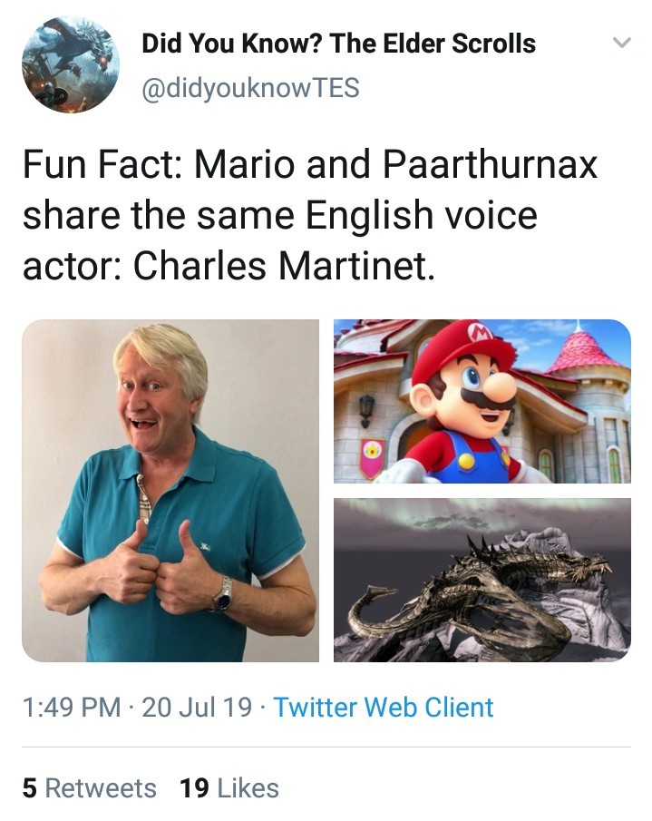 Now I want a mod that makes Paarthurnax sound like Mario... - meme