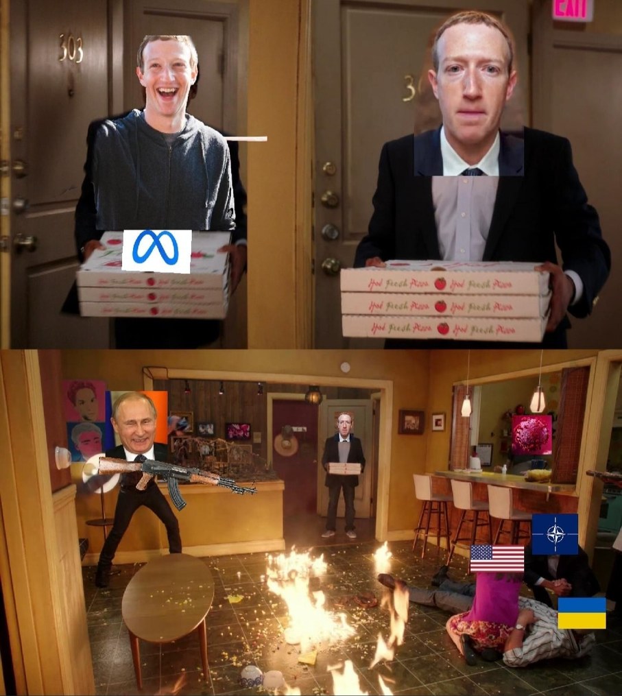 Mark Zuckerberg: Galera olha o meta...
Putin: Meta míssil na Ucrânia hahaha - meme