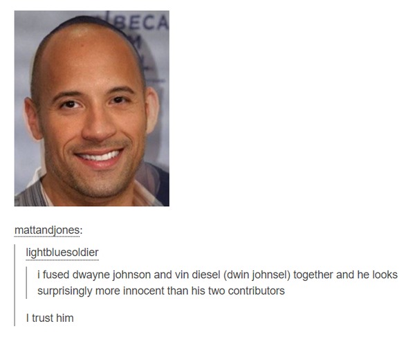 The Rock mixed with Vin Diesel - meme