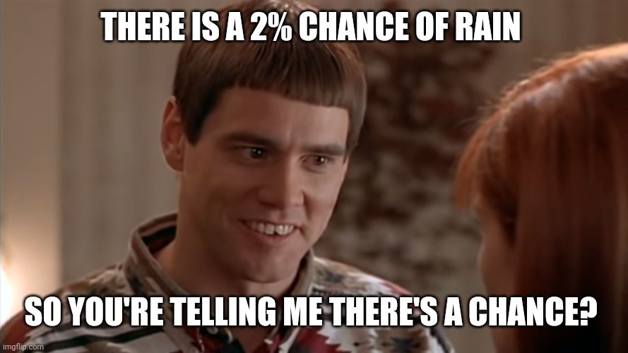 2% chance of rain - meme