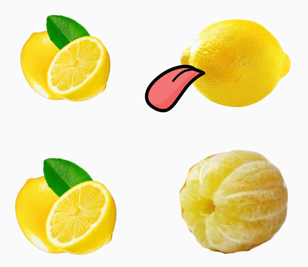 A peeled lemon looks like a lemon with the sour pucker - meme