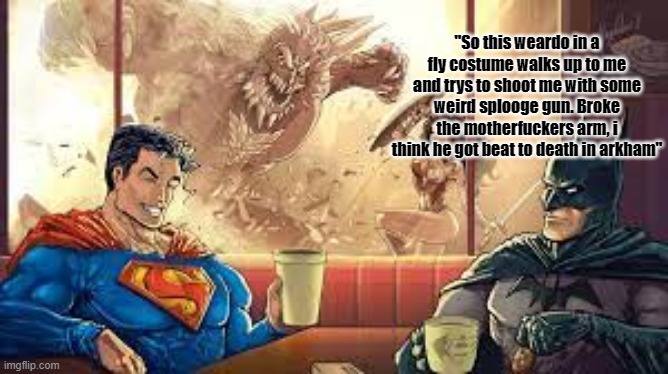 "Hey superman, need some help over here" Yes wonder woman this restruants views sure need some help - meme