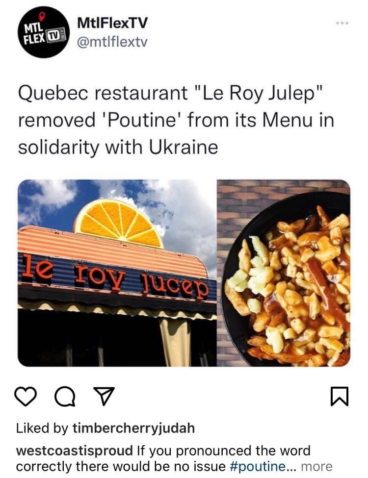 Quebec is losing its famous poutine - meme