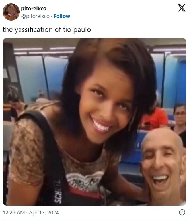 Brazilian woman wheeling corpse into bank meme