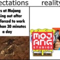 Mojang expectation vs reality meme