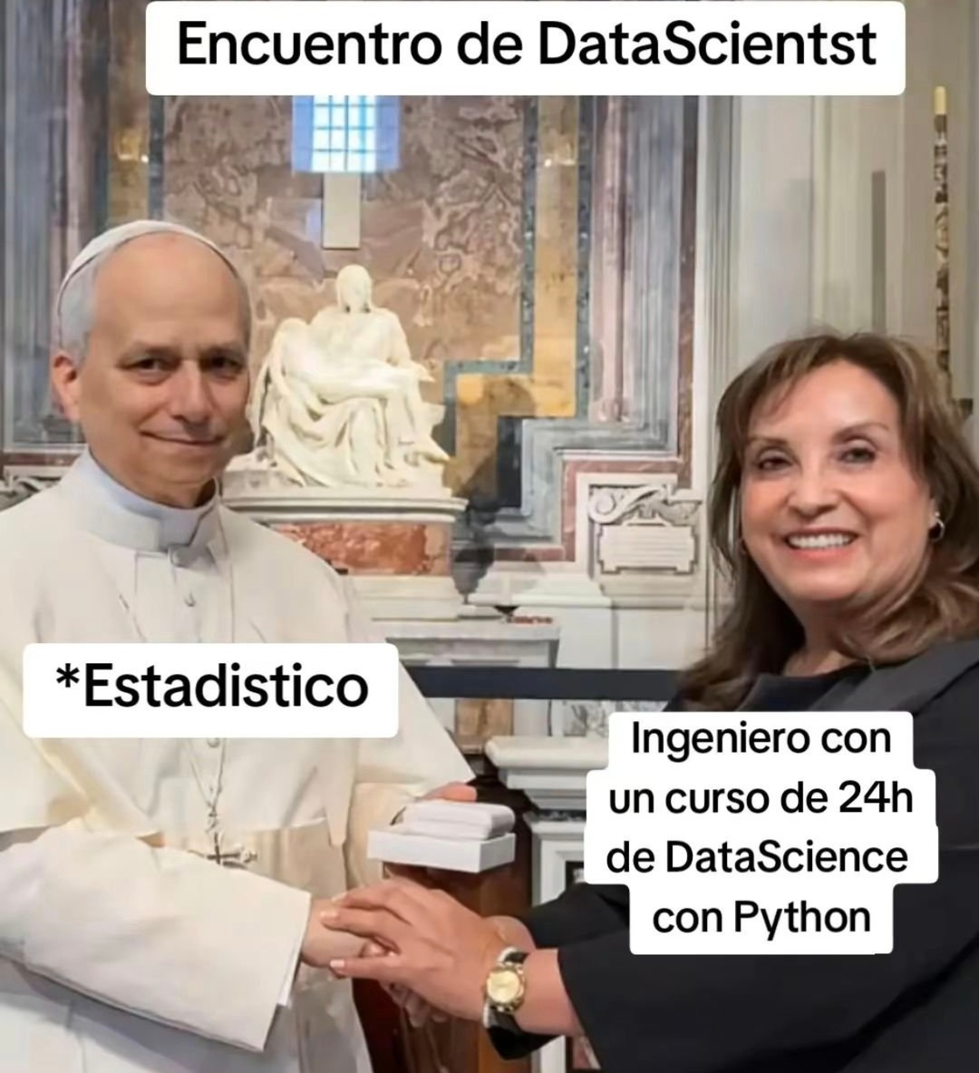 Cuando el ingeniero con 10 másters se topa con el que hizo el cursito de Python en 24h - meme