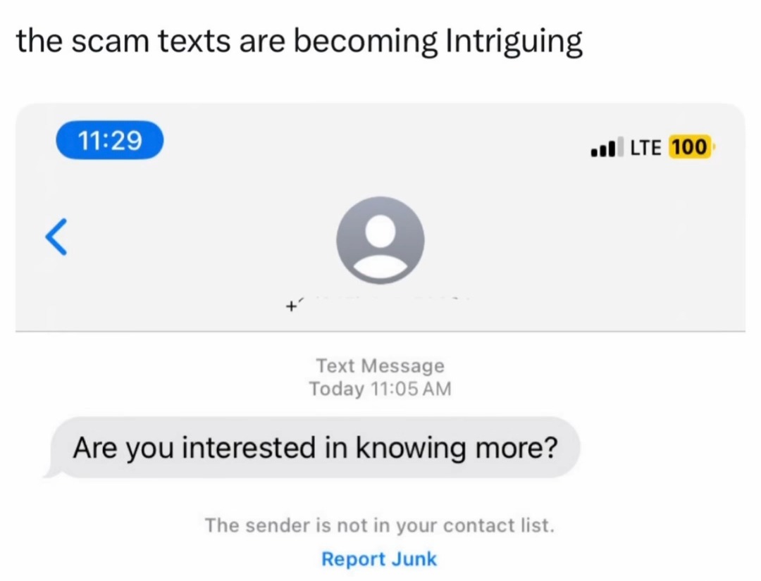 Scam texts getting way too creative - meme