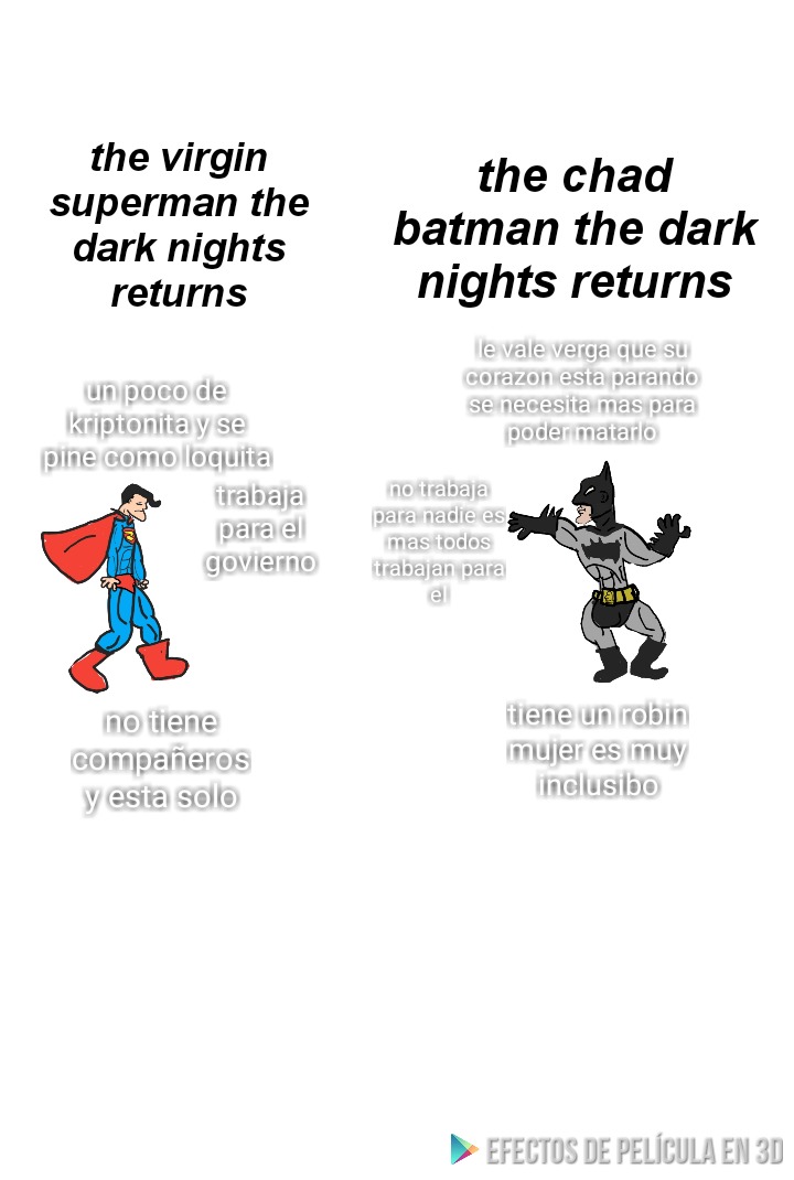 The virgin superman vs the chad batman - meme