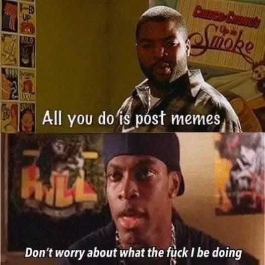 All I do is post memes. Worry about yourself