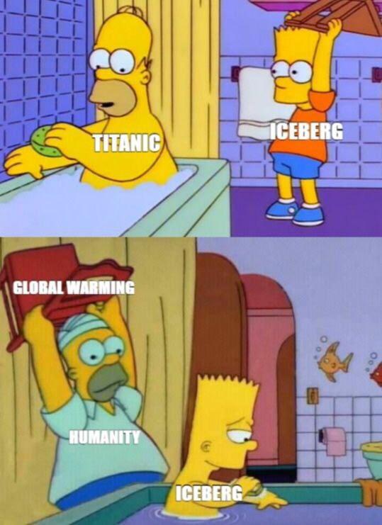 Titanic vs Iceberg vs Global Warming - meme