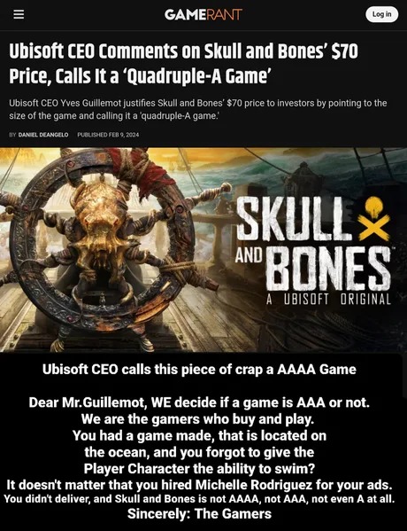 Ubisoft CEO comments on Skull and bones - meme