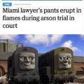 Miami lawyer's pants erupt in flames during arson trial in court