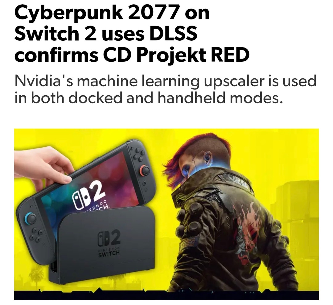 Cyberpunk on Switch 2 runs on black magic and DLSS - meme