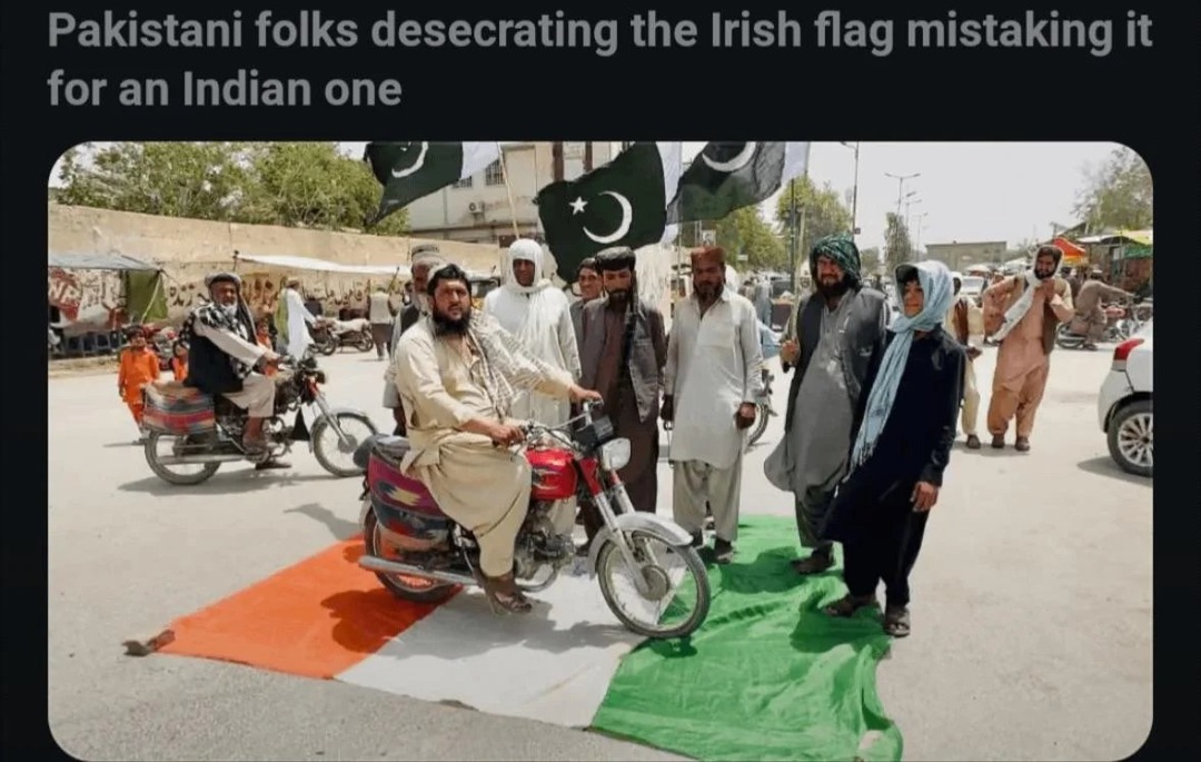 ﻿Pakistani folks desecrating the Irish mistaking it for an Indian one flag