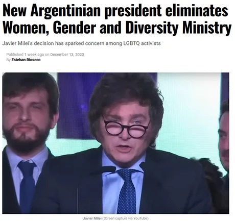 Javier Milei eliminates women, gender and diversity ministry - meme